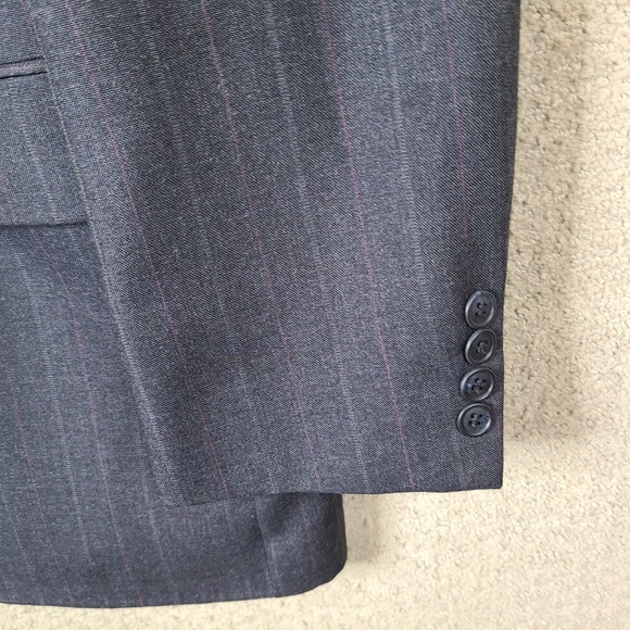 Vintage Sutter & Grant Jacket Men 48L Gray Striped Blazer 2 Button Suit Coat USA - Picture 3 of 12